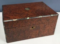 A 19th Century amboyna and mother of pearl inlaid sewing box,