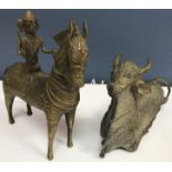 Two 20th Century Dokhar/Dhokra figures, one as a horse with rider 21.