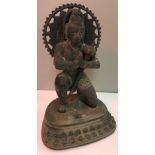 A bronze figure of Hanuman kneeling in prayer, 26 cm high and a bronze figure of the seated Buddha,