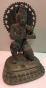 A bronze figure of Hanuman kneeling in prayer, 26 cm high and a bronze figure of the seated Buddha,