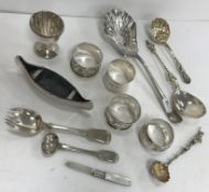 A collection of small silver wares to include a late Victorian apostle spoon (by William Hutton &