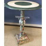 A 20th Century painted and broken china mosaic decorated pedestal occasional table,