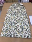 One pair of glazed interlined cotton curtains with rufflette taped heading in "Fruit" by Morris &