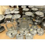 A collection of Giorgio Tabellini La Bottega del Petro pewter candle holders including three pairs