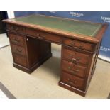 A circa 1900 mahogany kneehole desk,