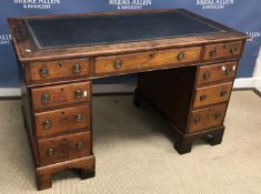 A Victorian oak double pedestal desk,