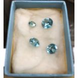 A collection of four pale blue brilliant cut cz stones, approx 2 carat, approx 1.