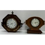 An Edwardian mahogany and inlaid cased mantel clock,