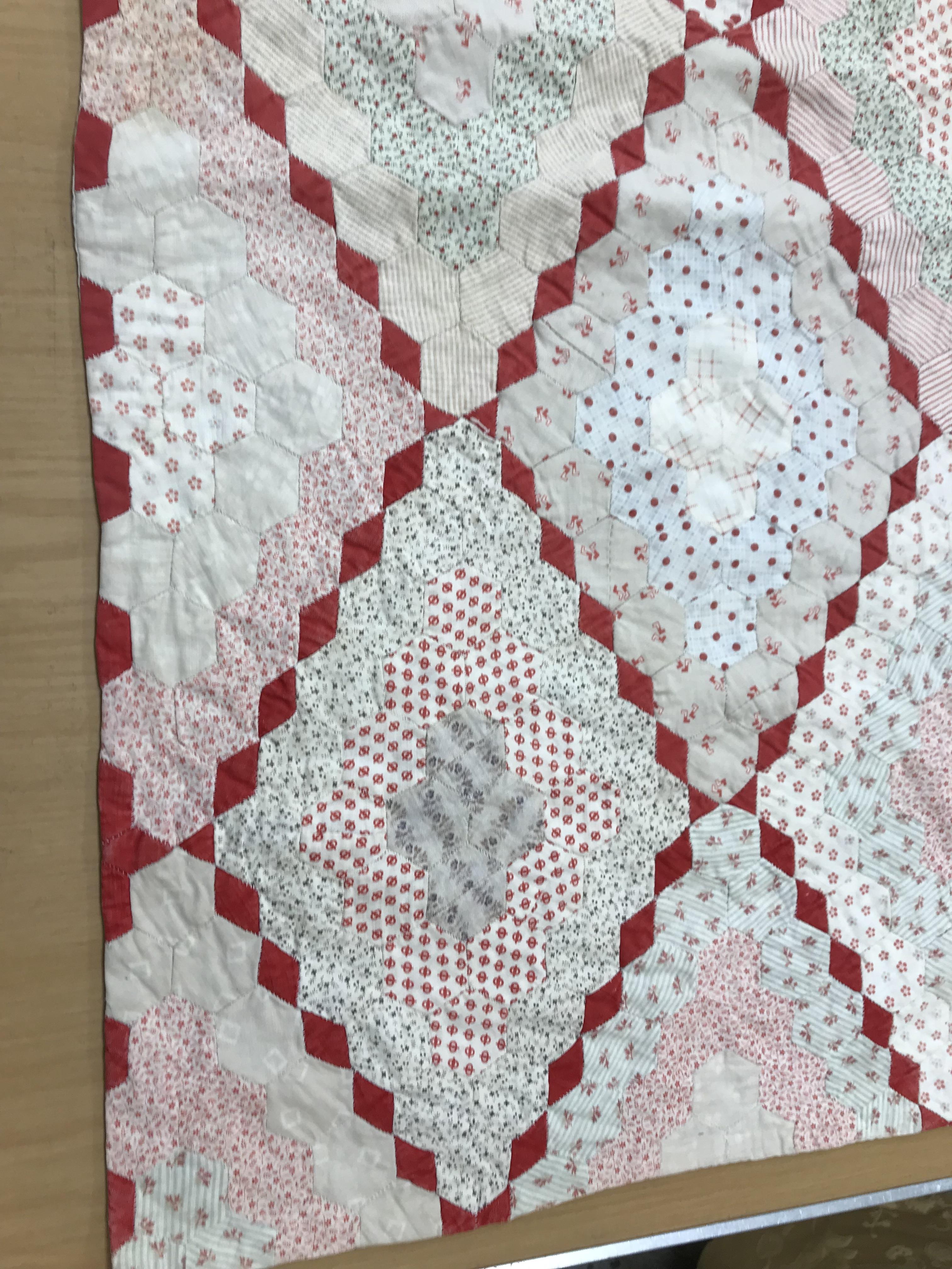 An early 20th Century hand-stitched, pieced quilt, backed with plain fabric and no wadding, - Image 24 of 36