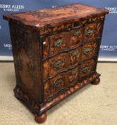 A 19th Century Dutch walnut and marquetry inlaid commode,