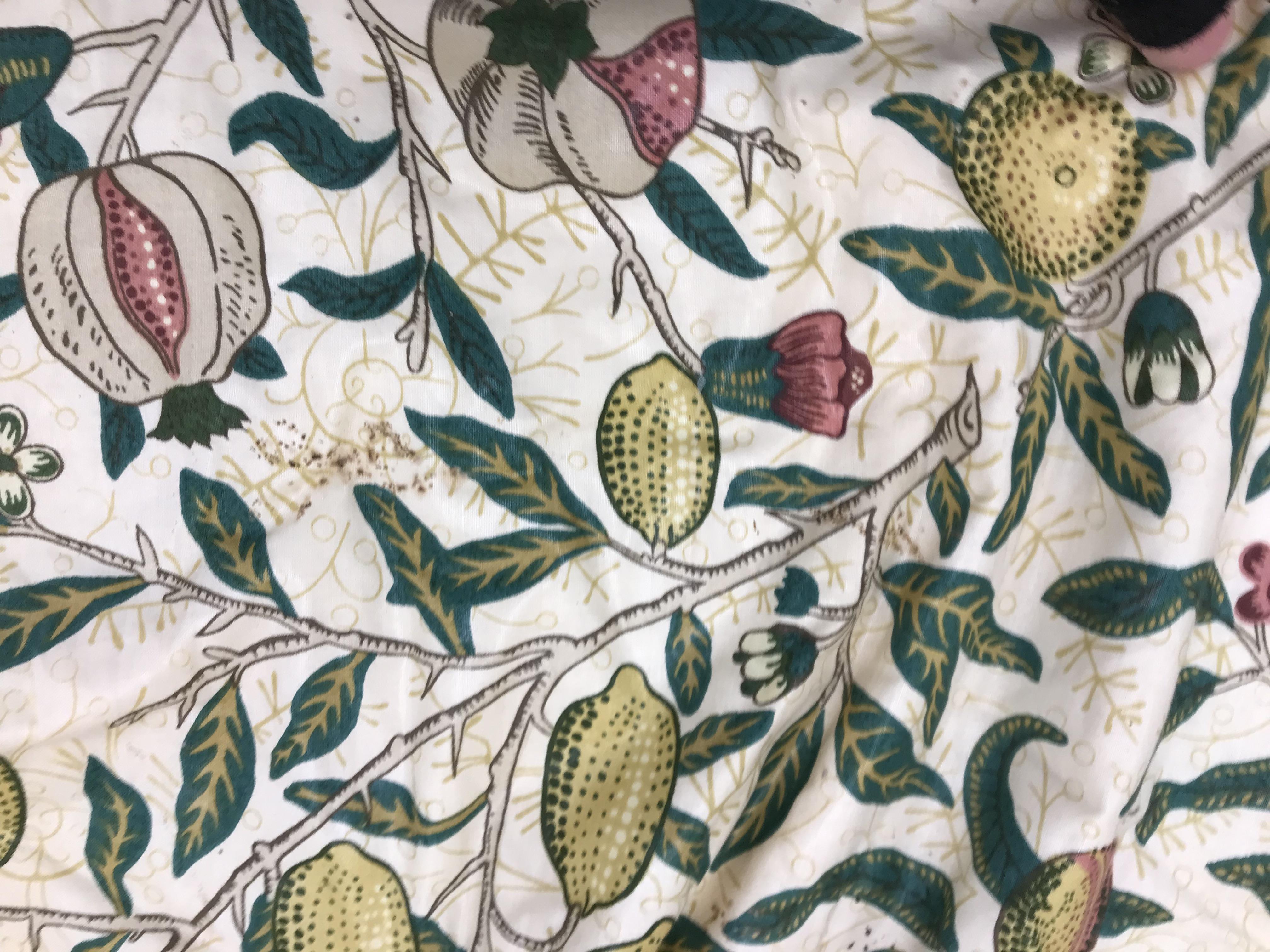 One pair of glazed interlined cotton curtains with rufflette taped heading in "Fruit" by Morris & - Image 7 of 18