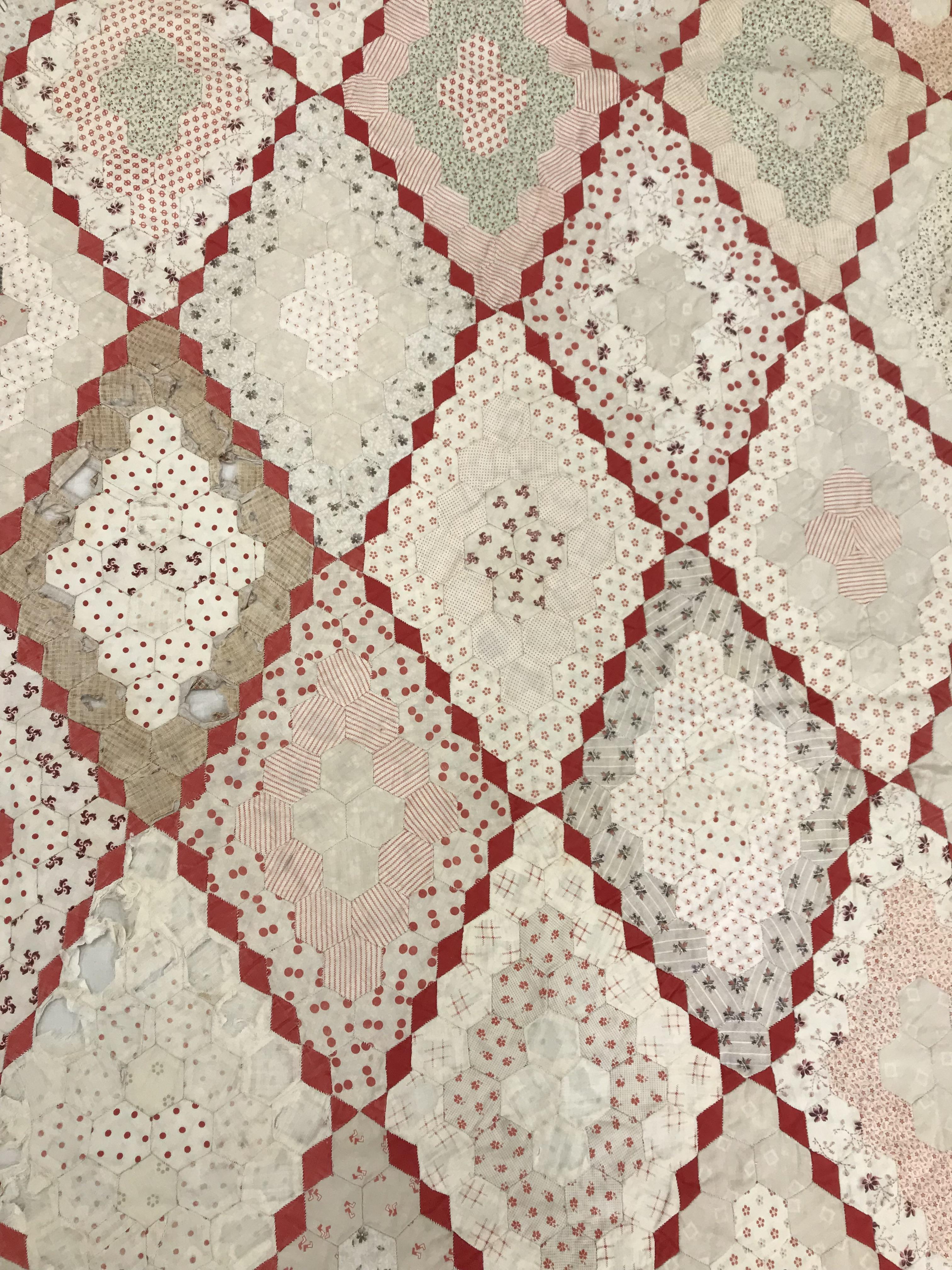 An early 20th Century hand-stitched, pieced quilt, backed with plain fabric and no wadding, - Image 12 of 36