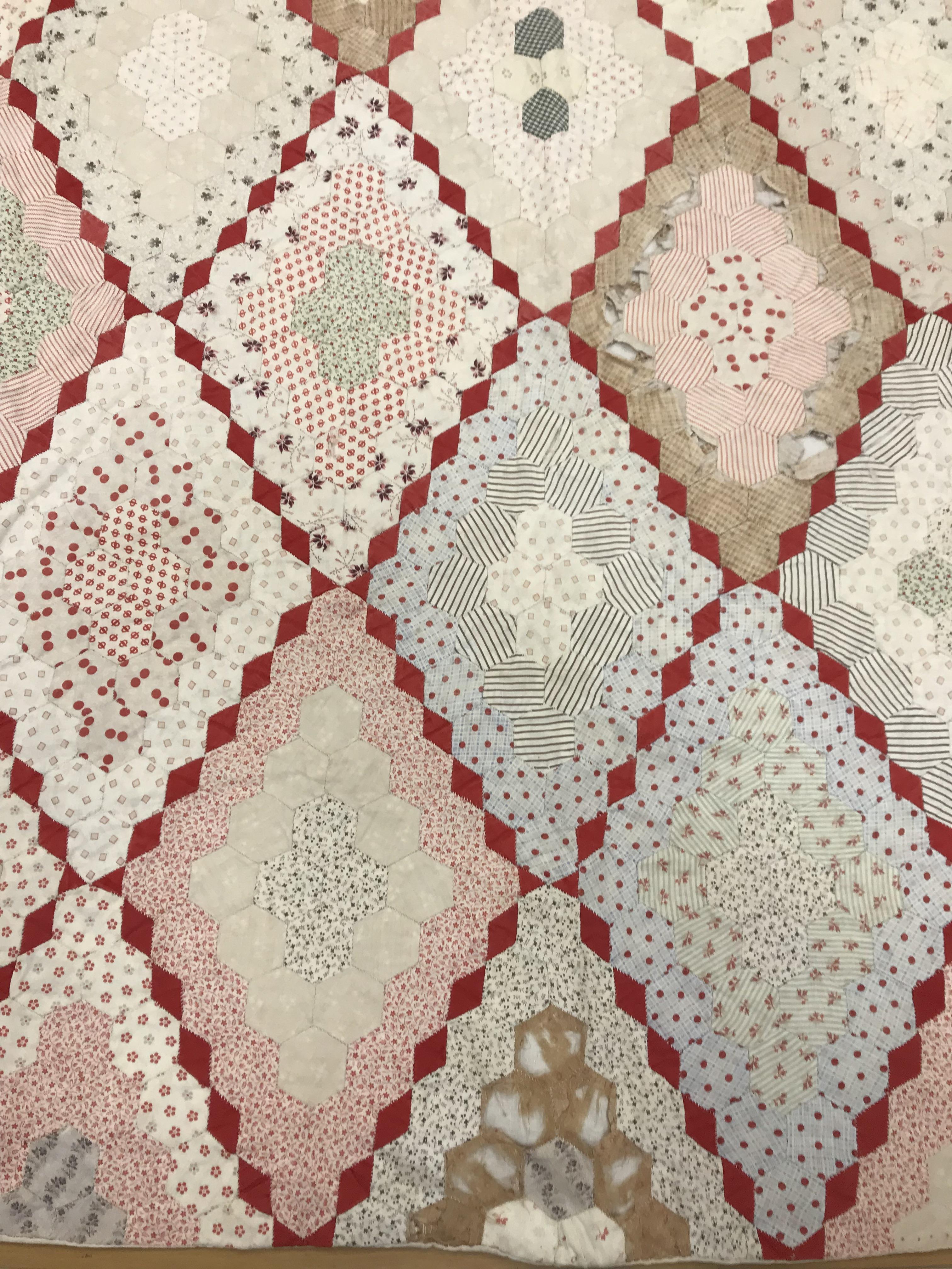 An early 20th Century hand-stitched, pieced quilt, backed with plain fabric and no wadding, - Image 3 of 36