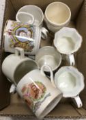 Two boxes of various Royal commemorative china mugs various,
