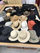 A box containing 37 assorted hats,