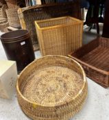 A collection of four various cane work baskets,