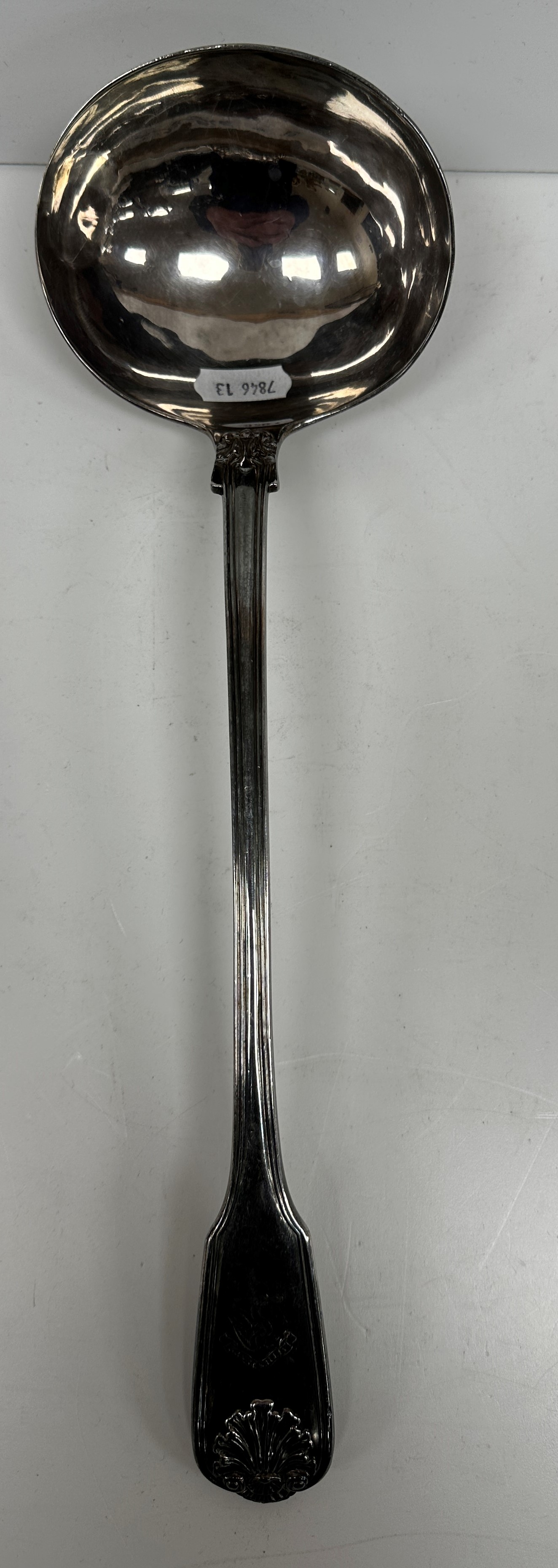 A George IV silver "Fiddle and Thread" pattern soup ladle (by Charles Eley, London 1826), 8.