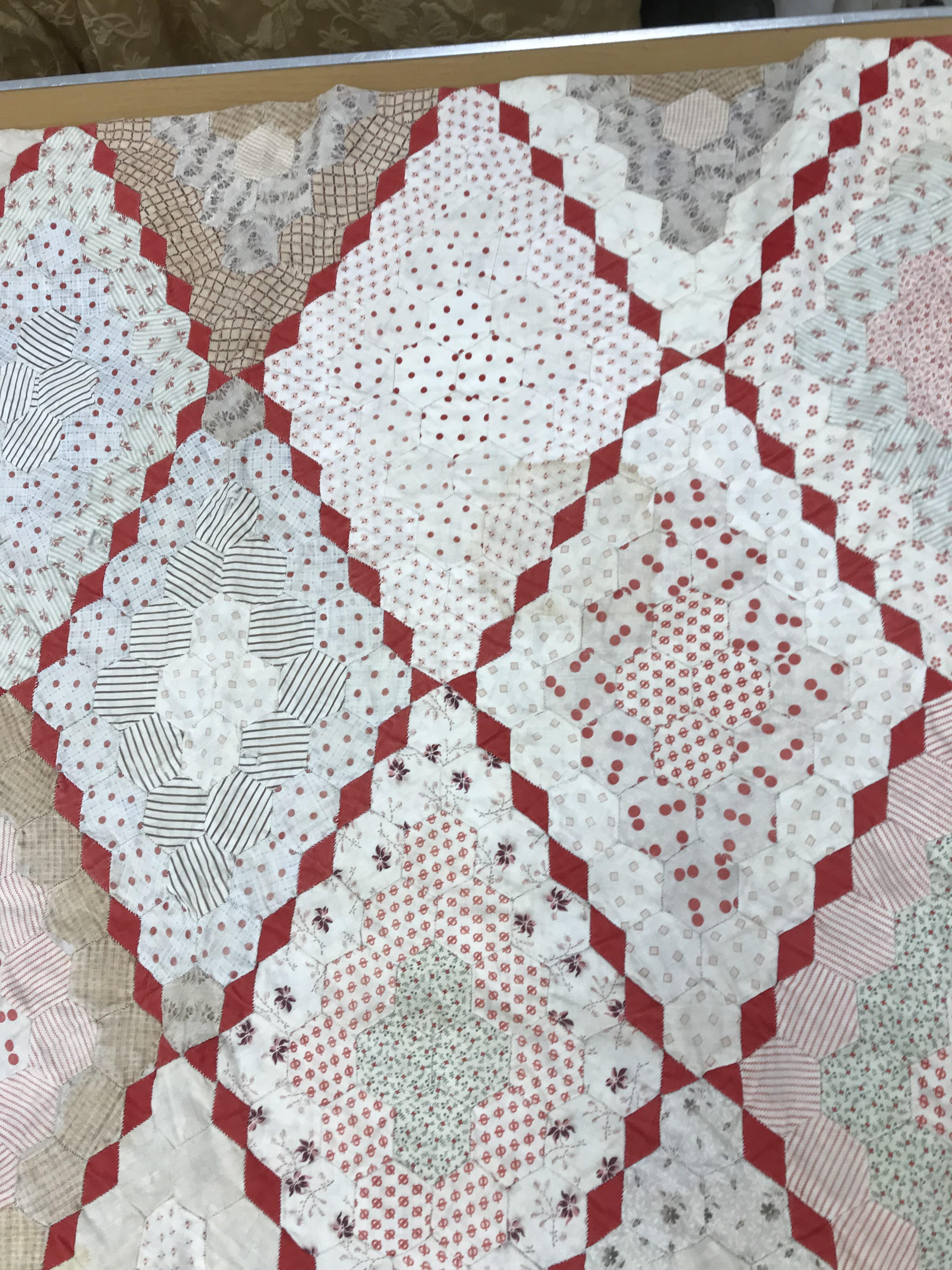 An early 20th Century hand-stitched, pieced quilt, backed with plain fabric and no wadding, - Image 15 of 36