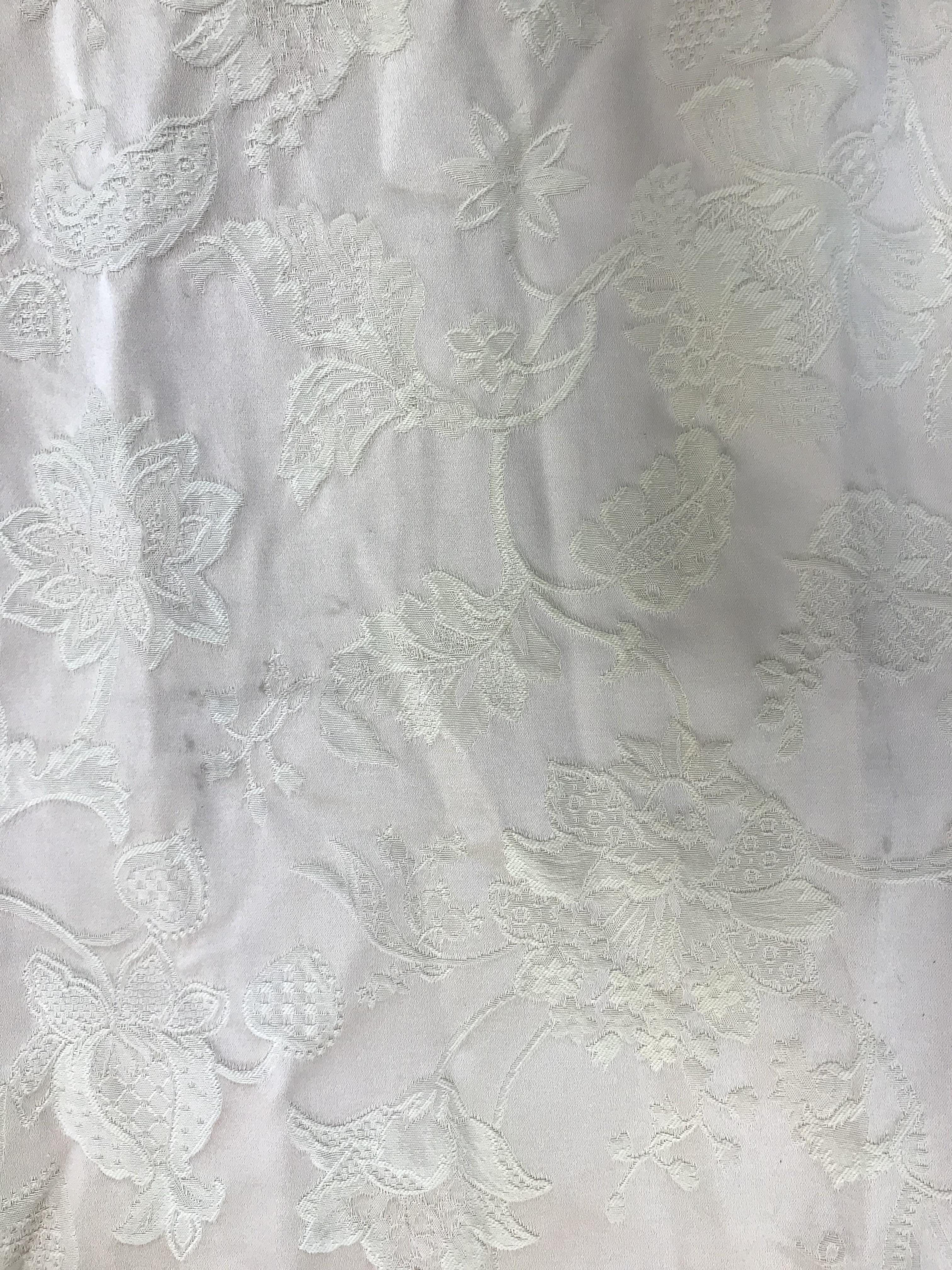 A collection of curtains interlined cotton mix gold damask foliate design with pencil pleat taped - Image 7 of 22