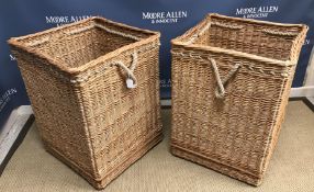A collection of eleven various raffia work / cane work baskets,