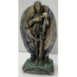 A Compton Potter's Art Guild figure of St. Michael, circa 1920, bearing stamp mark to base, 20.