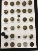 A collection of mainly military and civil defence buttons and other insignia to include four cards