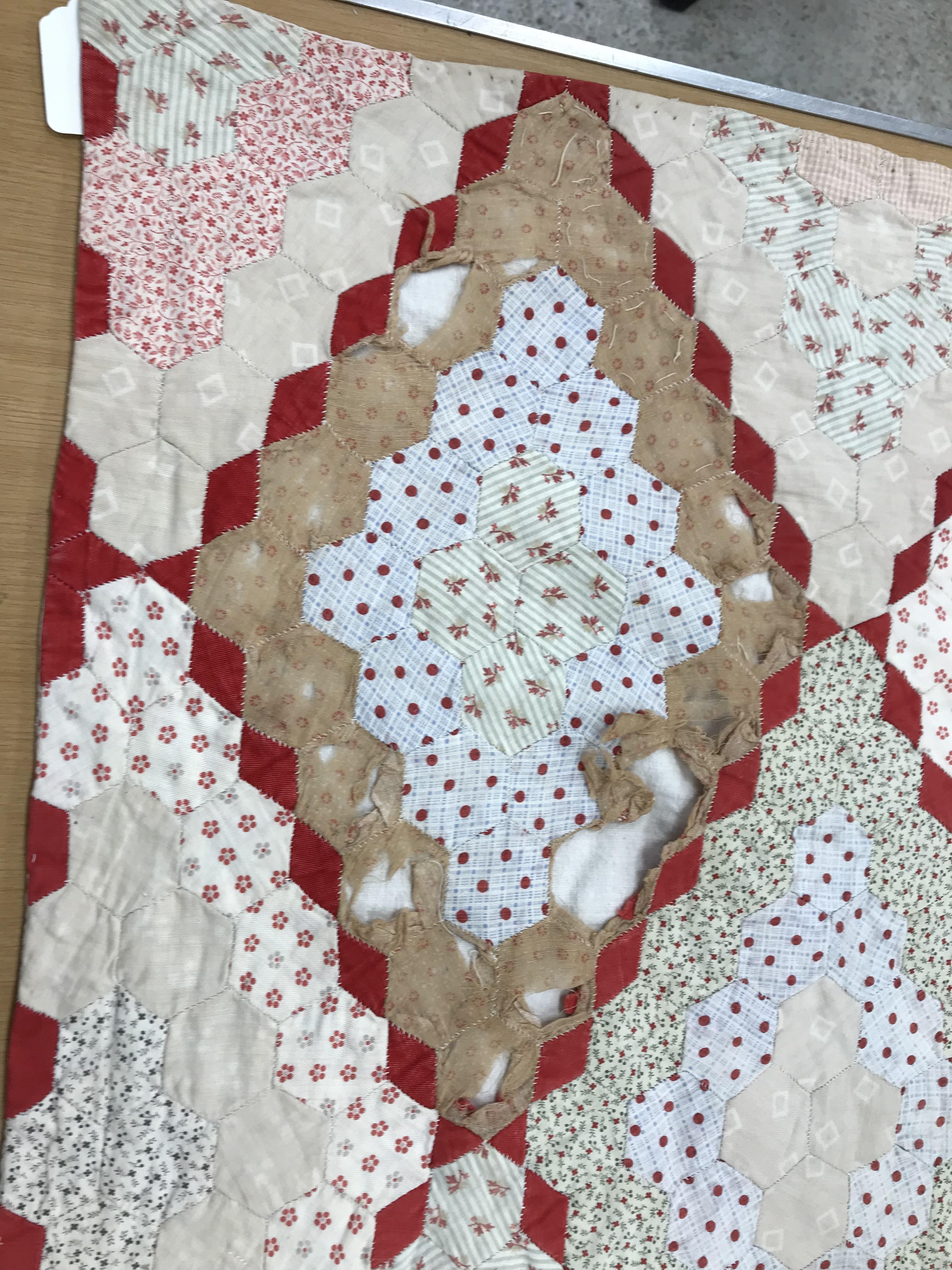 An early 20th Century hand-stitched, pieced quilt, backed with plain fabric and no wadding, - Image 26 of 36