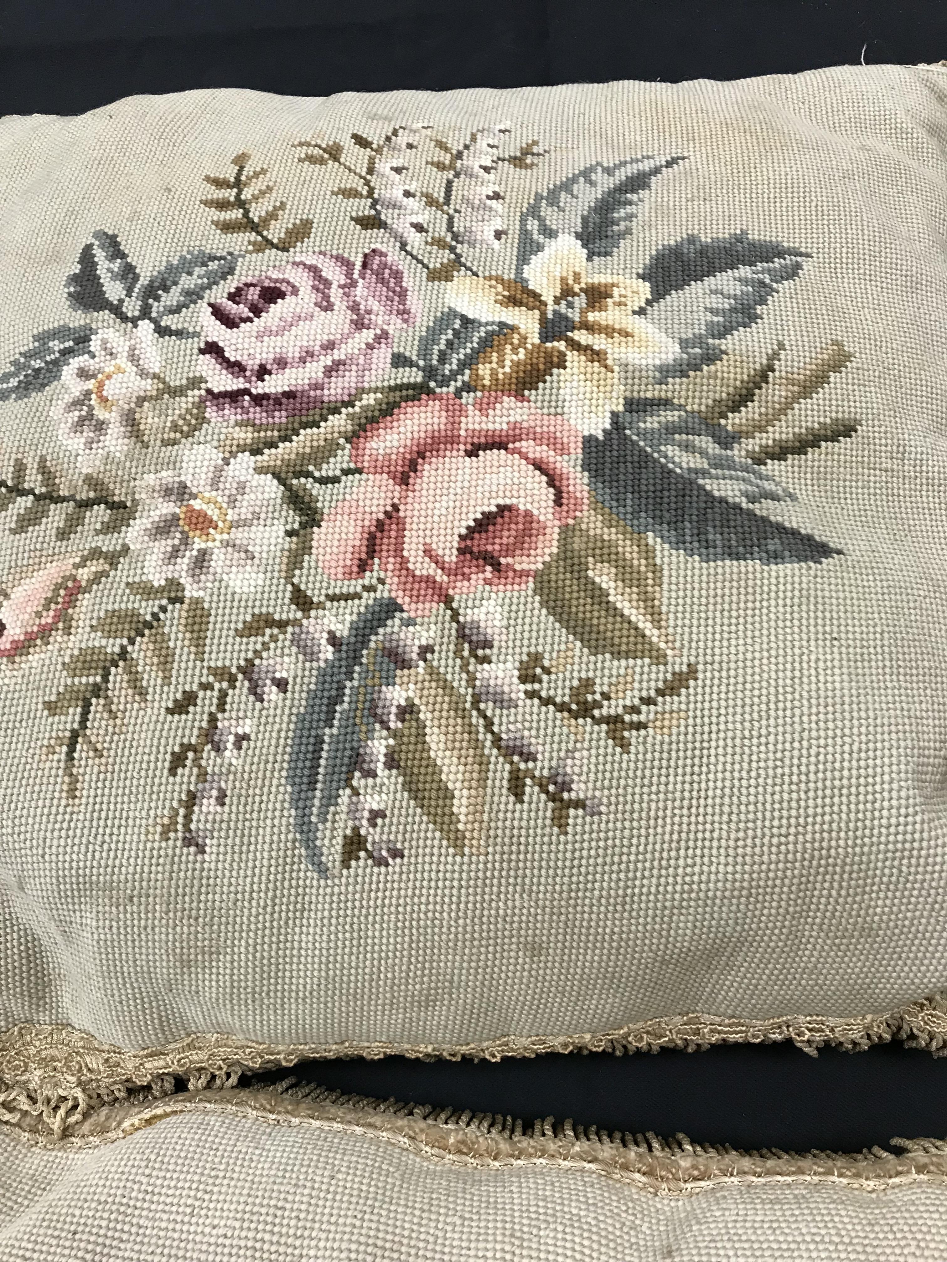 A box containing two tapestry cushions with floral design and fringing, - Image 3 of 7