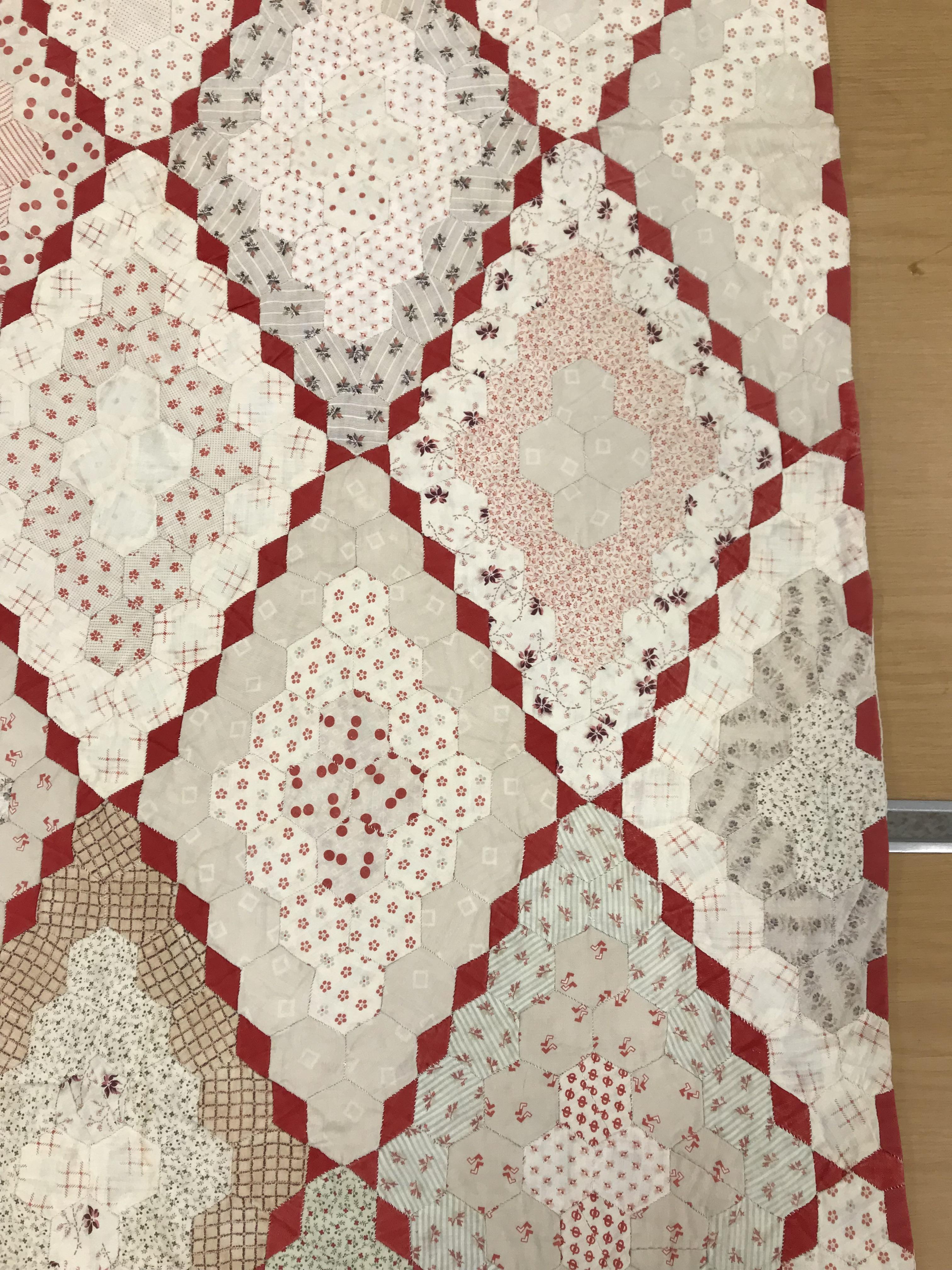 An early 20th Century hand-stitched, pieced quilt, backed with plain fabric and no wadding, - Image 6 of 36