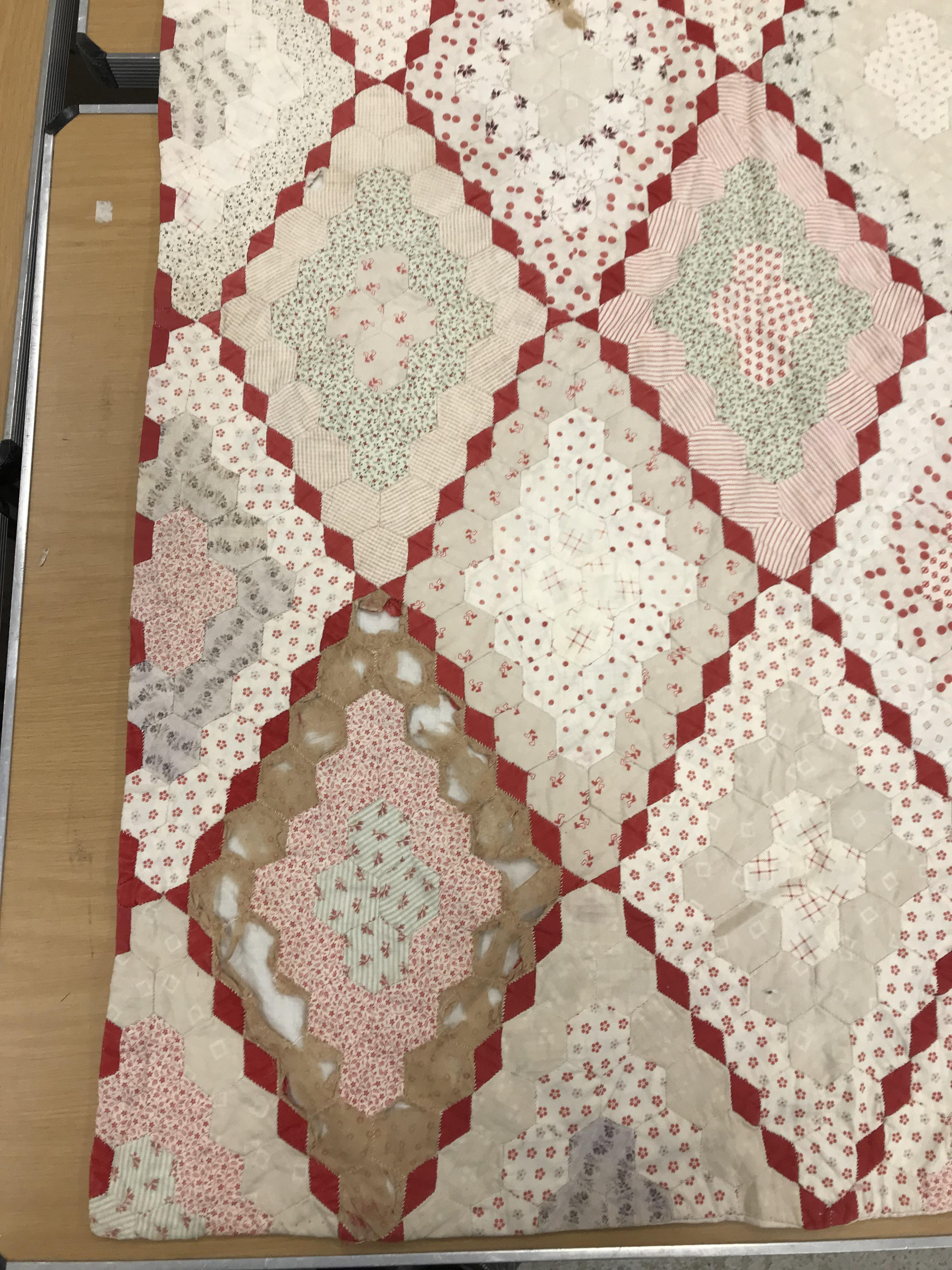 An early 20th Century hand-stitched, pieced quilt, backed with plain fabric and no wadding, - Image 2 of 36