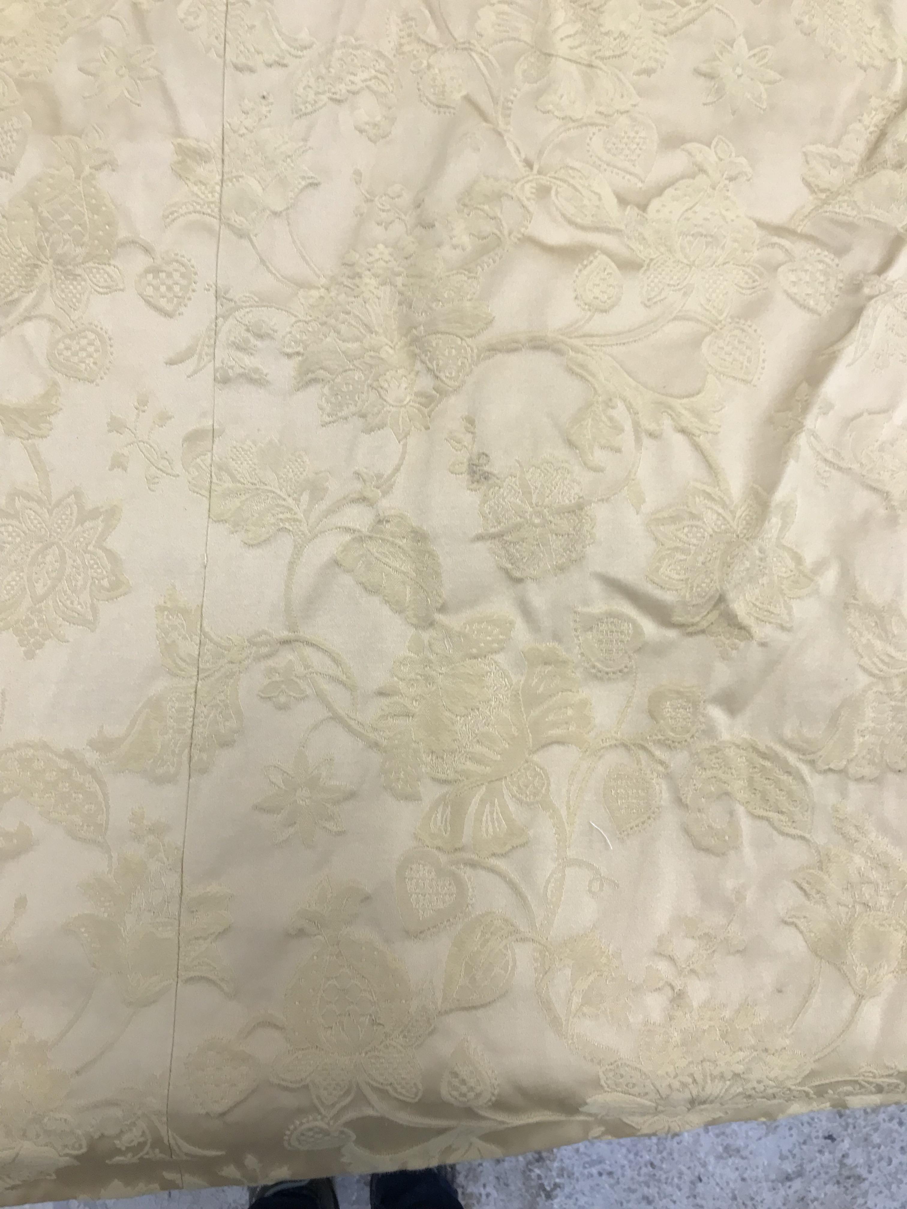 A collection of curtains interlined cotton mix gold damask foliate design with pencil pleat taped - Image 5 of 22