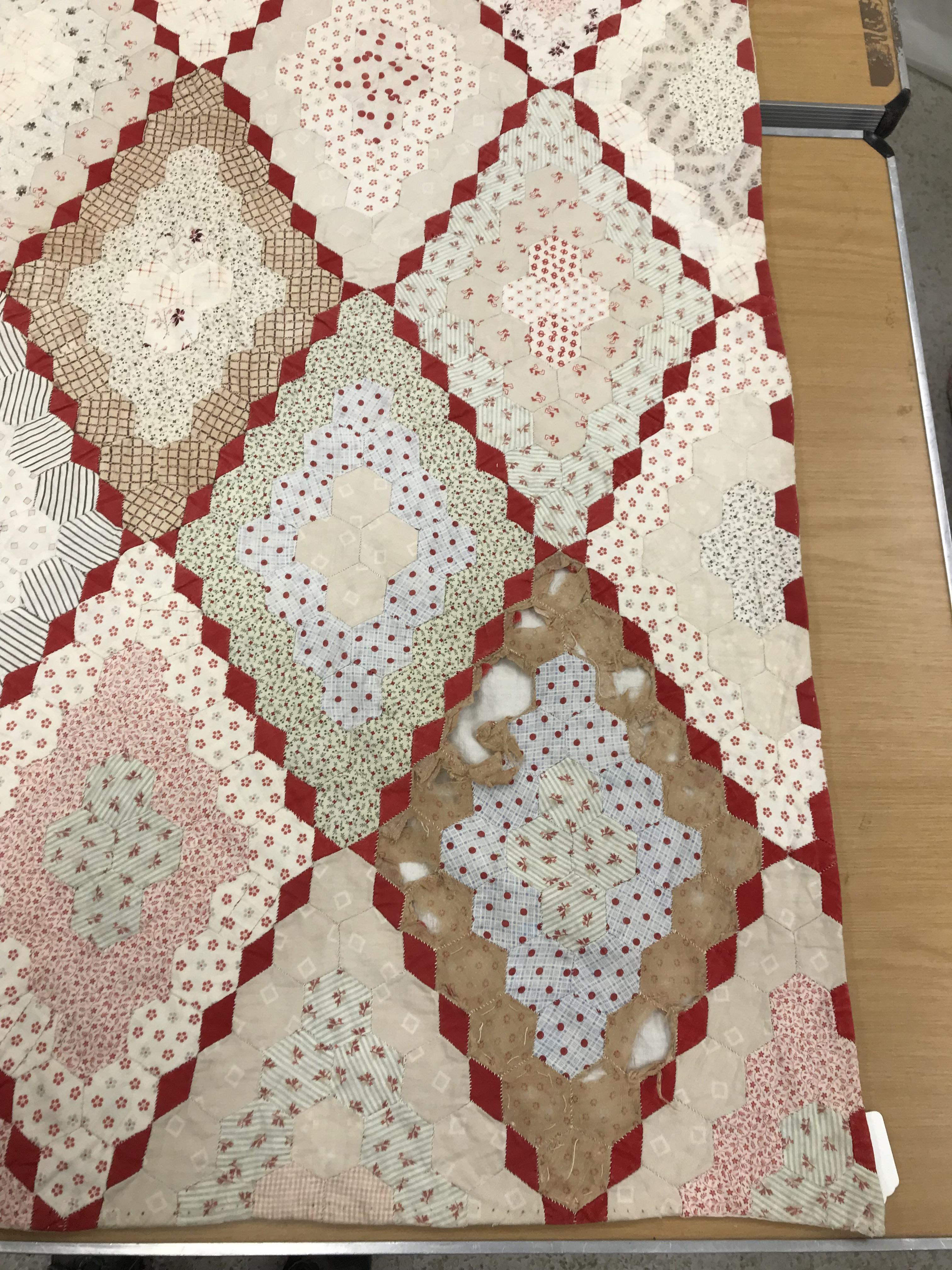 An early 20th Century hand-stitched, pieced quilt, backed with plain fabric and no wadding, - Image 5 of 36