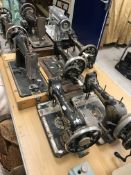 Eight vintage sewing machines (sold for decorative purposes only) to include a Singer 15K treadle