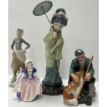 A Lladro figure of "An Oriental girl with parasol", 30 cm high,