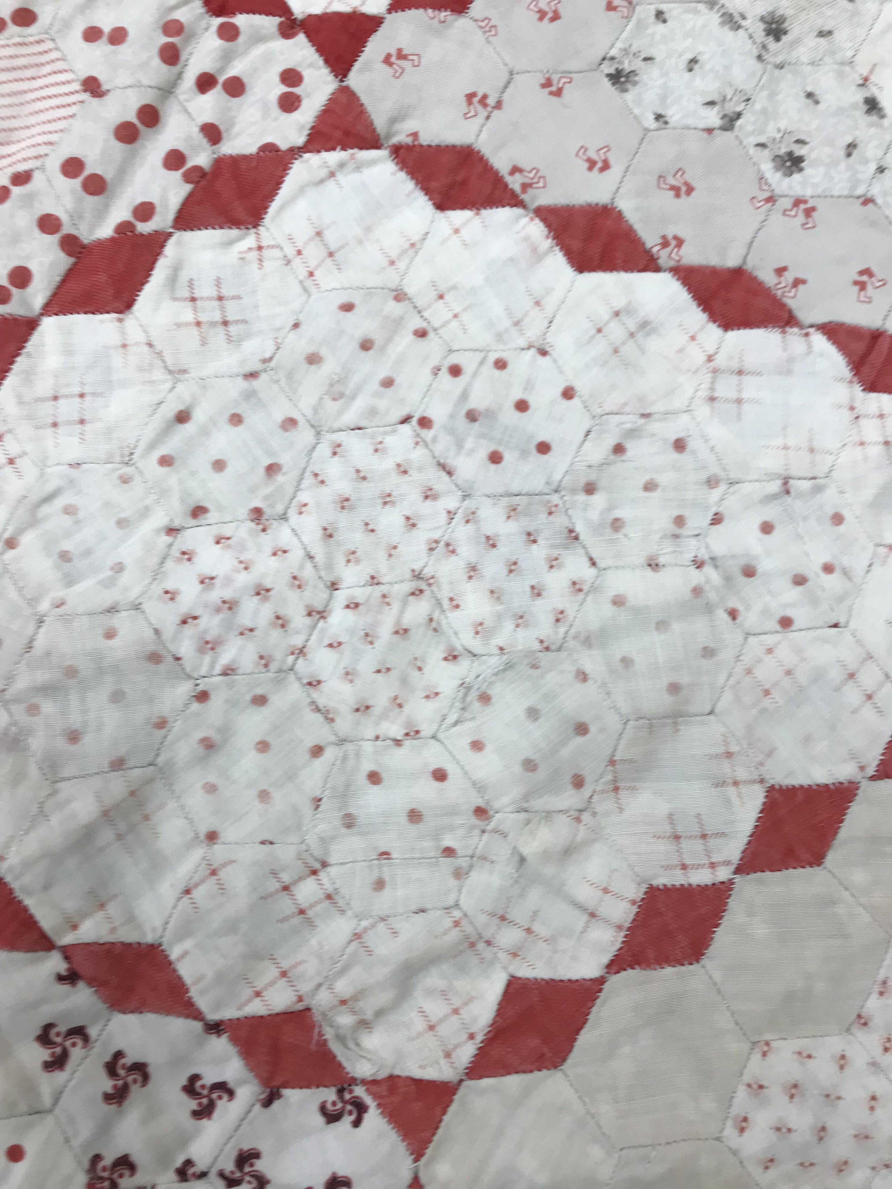 An early 20th Century hand-stitched, pieced quilt, backed with plain fabric and no wadding, - Image 19 of 36
