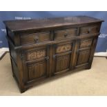 A collection of 20th Century oak furniture to include linenfold decorated bureau in the 17th