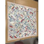 A mid 20th Century pieced quilt, home-made,