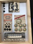 A tray containing some carded buttons including Johannssen & Co.