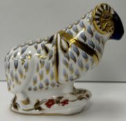 A Royal Crown Derby model of "Ram" with gold button to base, 14.