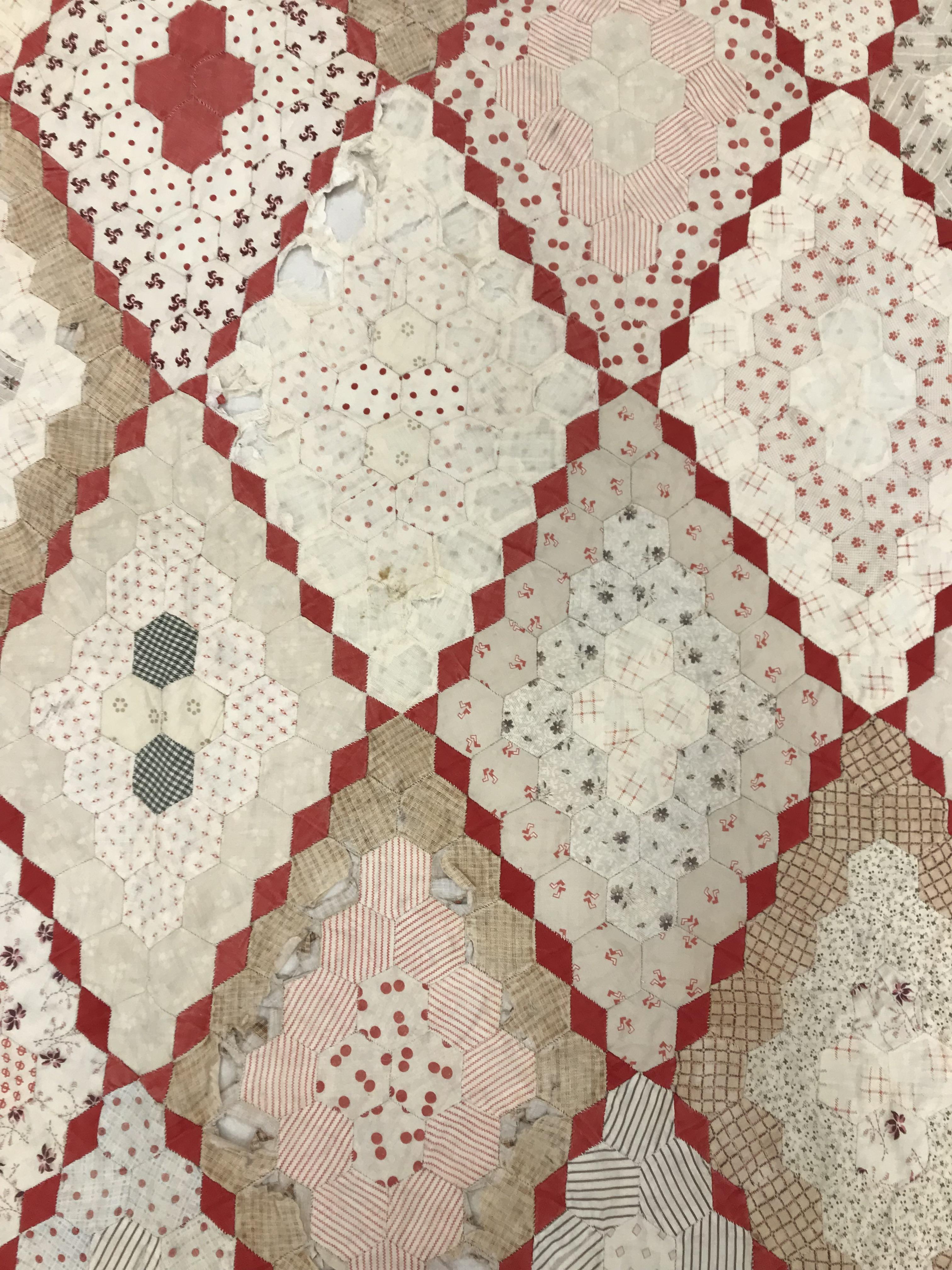 An early 20th Century hand-stitched, pieced quilt, backed with plain fabric and no wadding, - Image 7 of 36