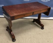 A 19th Century mahogany and oak drop leaf sofa table,