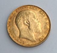 An Edward VII full gold sovereign,