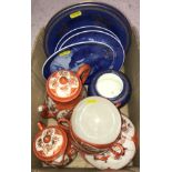 Two Wedgwood powder blue and gilt decorated plates with Chinese temple lion decoration manufactured