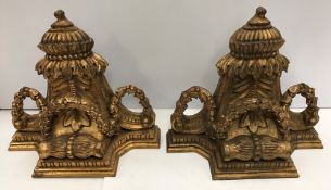 A pair of carved giltwood wall brackets in the 18th Century French manner with harebell swag and