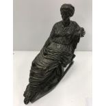 A 19th Century patinated bronze figure as a seated female with portrait head of Helen,