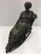 A 19th Century patinated bronze figure as a seated female with portrait head of Helen,