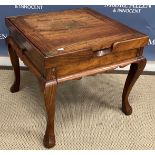 A modern Indian rosewood and brass inlaid games table,