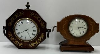 An Edwardian mahogany and inlaid cased mantel clock,