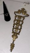 A white metal ring mount/blank size M together with a gilt metal chatelaine chain in the Oriental
