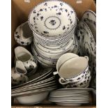 A box containing a Royal Doulton Yorktown part dinner service comprising ten dinner plates,